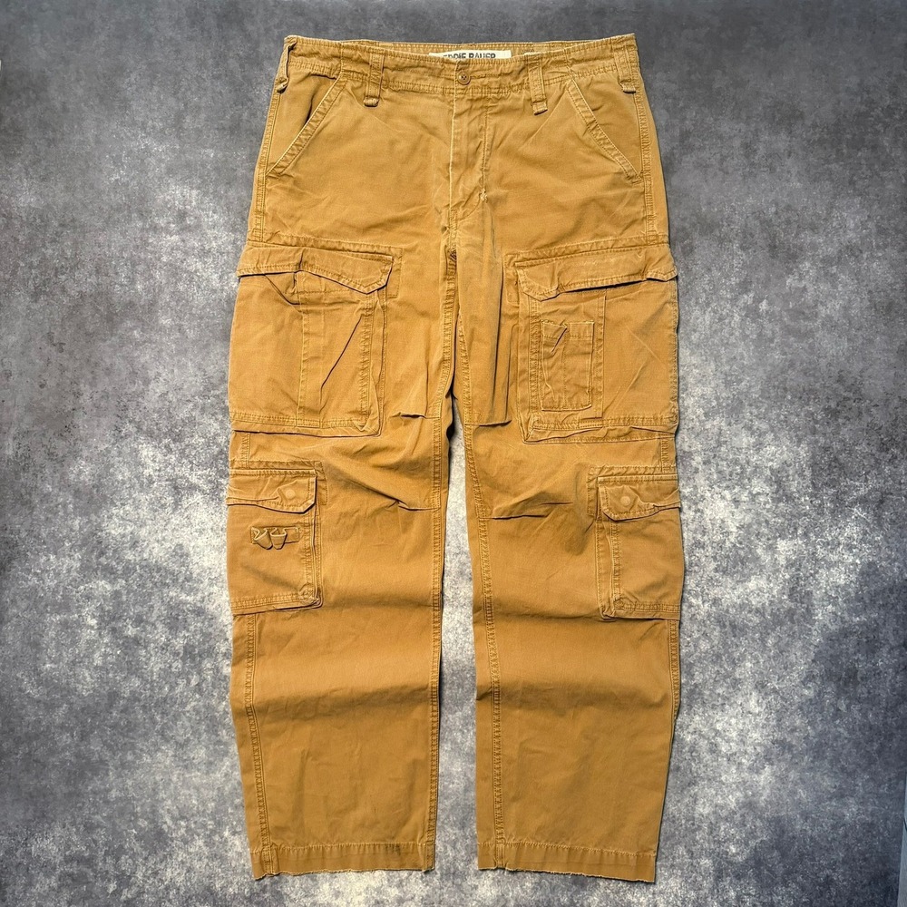 Eddie Bauer Mens 34x34 Cotton Ripstop Multi Pocket Tactical Cargo Pants Brown
